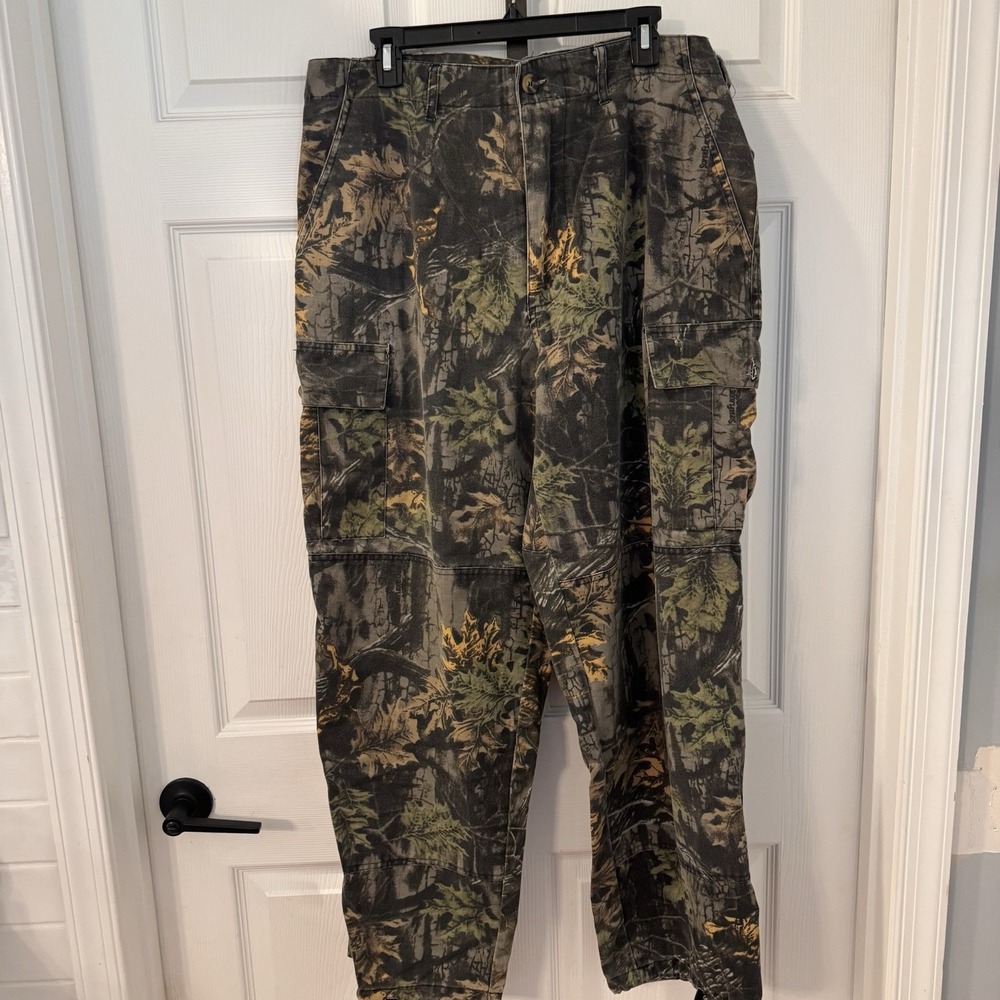 WFS Elements Pants Men's‎ Sz L Camo Lined Mossy Oak Elastic Waist Zip Legs